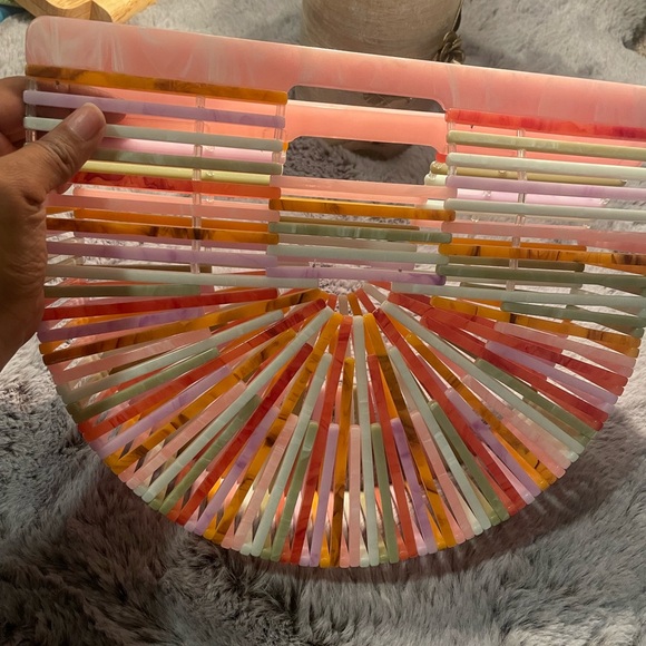 Cute colorful spring pastel mini-ark top handle bag/ clutch / purse - Picture 2 of 8